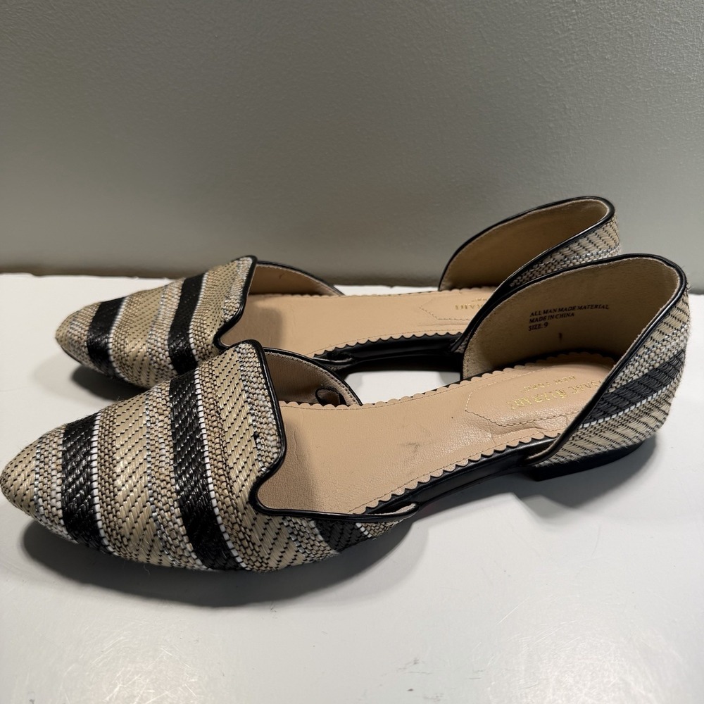 Isaac Mizrahi Flats 9 Black Tan Woven Closed Toe Comfort
